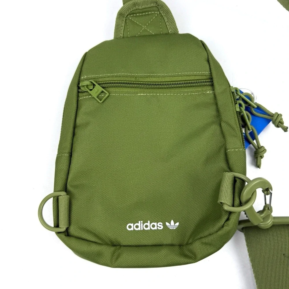 Adidas Utility Mini Sling Tech Olive White Crossbody Backpack Travel Brand New